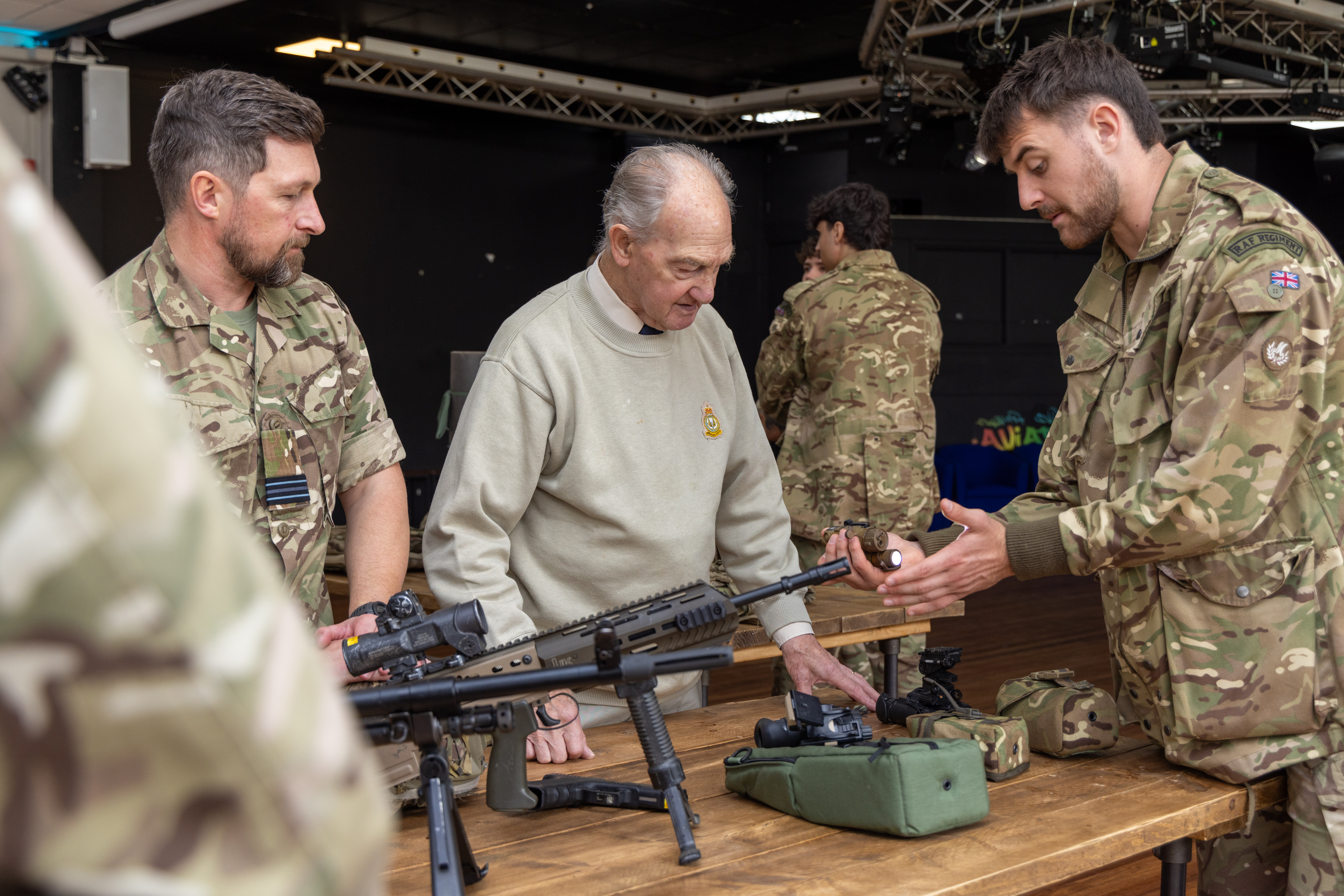 Photo: Mr Hill viewing up-to-date weapons and equipment